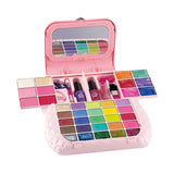 Kids Makeup Set featuring colorful eyeshadows, lip glosses, and accessories in a portable case.