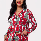 Christmas Printed Long-sleeved Trousers Autumn Ladies Home Leisure Suit