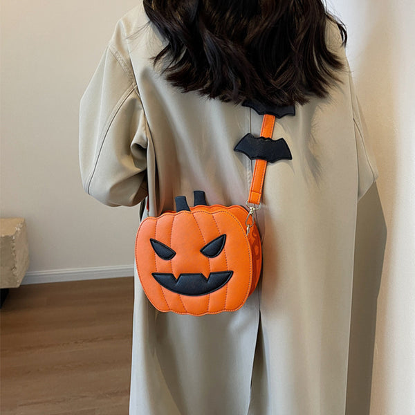 Halloween Pumpkin Crossbody Bag | Funny Bat Cartoon Shoulder Bag