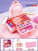 Kids Makeup Set featuring a portable cosmetics box with colorful makeup and mirror for young fashionistas.