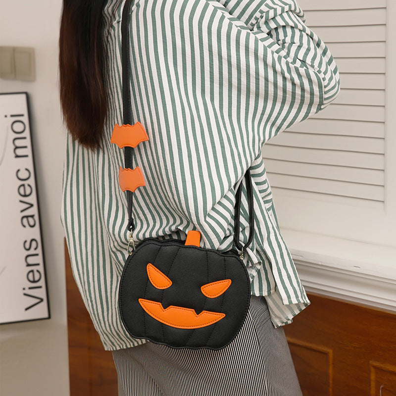 Halloween Pumpkin Crossbody Bag | Funny Bat Cartoon Shoulder Bag