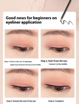 Step-by-step guide on eyeliner application for beginners, showcasing four instructional images.