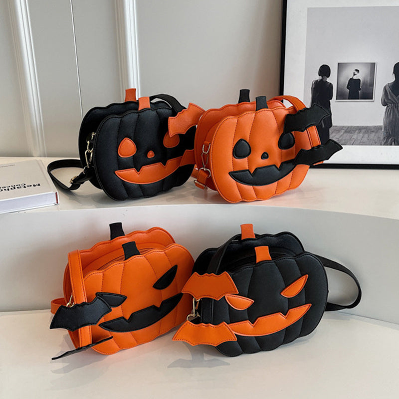 Halloween Pumpkin Crossbody Bag | Funny Bat Cartoon Shoulder Bag