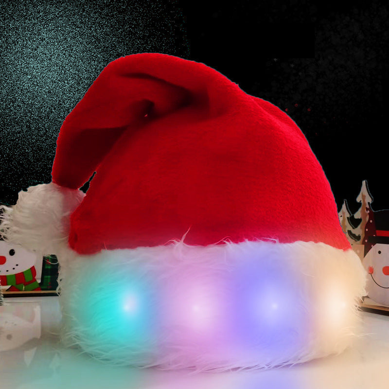 LED Light-Up Santa Hat – Plush Christmas Hat for Kids & Adults