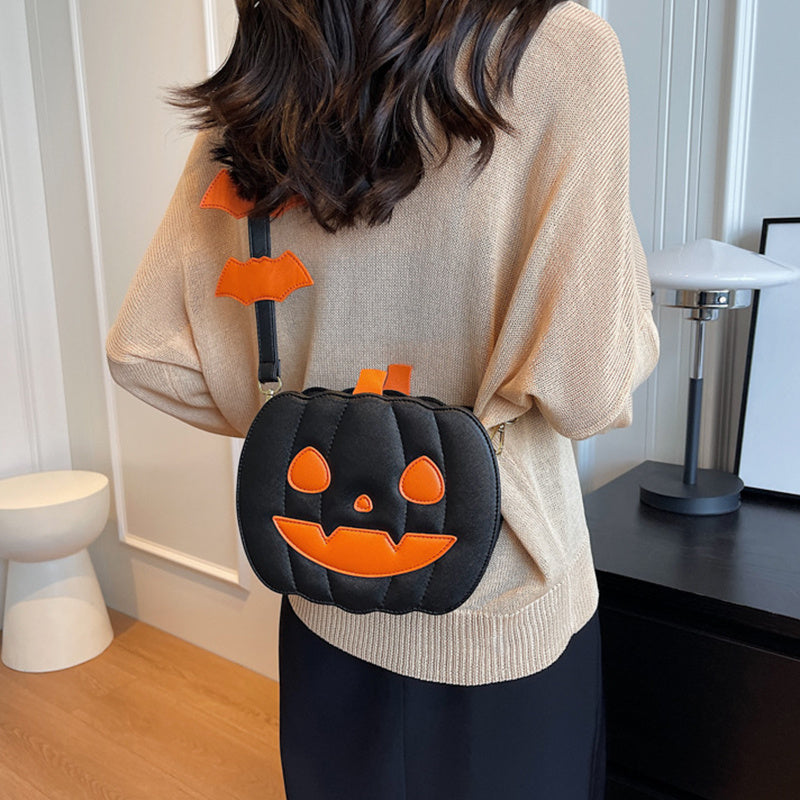 Halloween Pumpkin Crossbody Bag | Funny Bat Cartoon Shoulder Bag