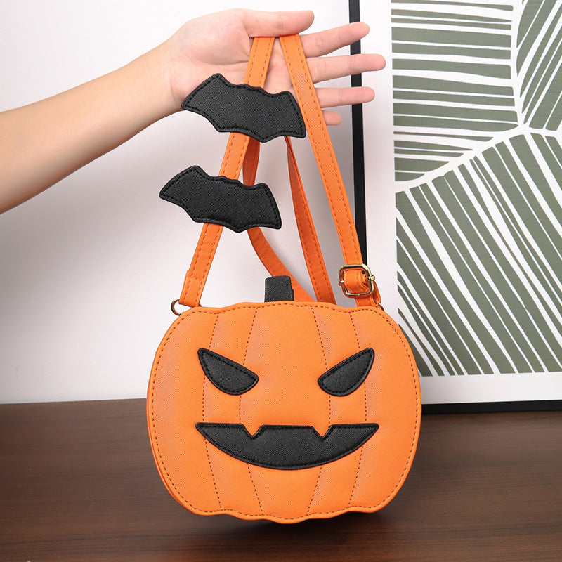 Halloween Pumpkin Crossbody Bag | Funny Bat Cartoon Shoulder Bag