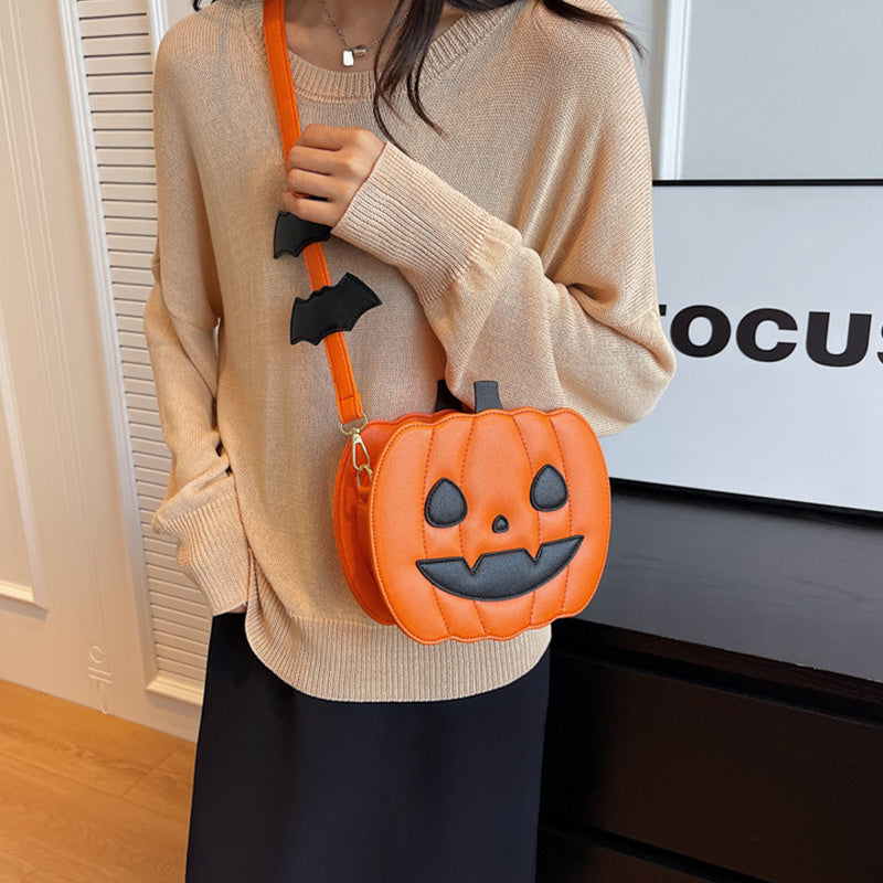 Halloween Pumpkin Crossbody Bag | Funny Bat Cartoon Shoulder Bag