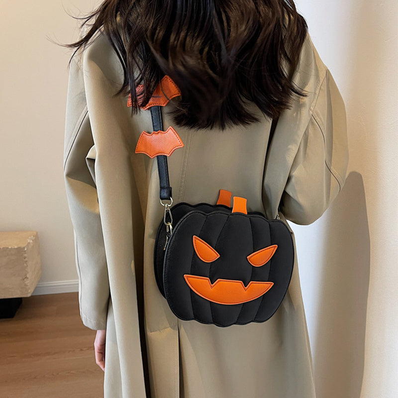 Halloween Pumpkin Crossbody Bag | Funny Bat Cartoon Shoulder Bag