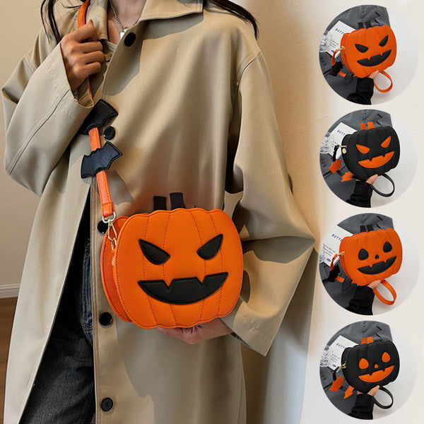 Halloween Pumpkin Crossbody Bag | Funny Bat Cartoon Shoulder Bag
